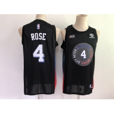 Men's New York Knicks #4 Derrick Rose Black City 2020-21 Stitched Basketball Jersey
