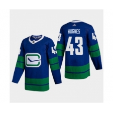 Men's Vancouver Canucks #43 Quinn Hughes 2020-21 Authentic Player Alternate Stitched Hockey Jersey Blue