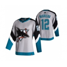 Men's San Jose Sharks #12 Patrick Marleau Grey 2020-21 Reverse Retro Alternate Hockey Jersey