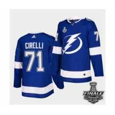 Men's Adidas Lightning #71 Anthony Cirelli Blue Home Authentic 2021 Stanley Cup Jersey