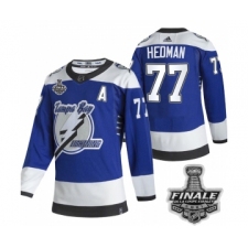 Men's Adidas Lightning #77 Victor Hedman Blue Authentic 2021 Stanley Cup Jersey