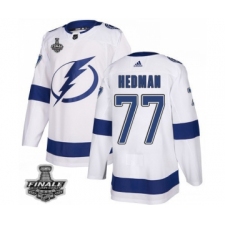 Men's Adidas Lightning #77 Victor Hedman White Home Authentic 2021 Stanley Cup Jersey