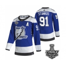Men's Adidas Lightning #91 Steven Stamkos Blue Home Authentic 2021 Stanley Cup Jersey