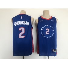 Men's Detroit Pistons #2 Cade Cunningham Blue 2021 City Player Jersey