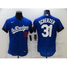 Men's Nike Los Angeles Dodgers #31 Max Scherzer Blue Elite City Player Jersey