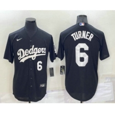 Men's Los Angeles Dodgers #6 Trea Turner Number Black Turn Back The Clock Stitched Cool Base Jersey
