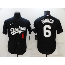 Men's Nike Los Angeles Dodgers #6 Trea Turner Black Jersey