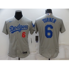 Men's Nike Los Angeles Dodgers #6 Trea Turner Gray Elite Jersey