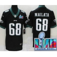 Men's Philadelphia Eagles #68 Jordan Mailata Limited Black Super Bowl LVII Vapor Jersey