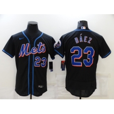 Men's Nike New York Mets #23 Javier Báez Black Elite Authentic Baseball Jersey