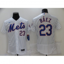 Men's Nike New York Mets #23 Javier Báez White Elite Authentic Baseball Jersey