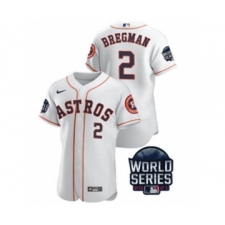 Men's Houston Astros #2 Alex Bregman 2021 White World Series Flex Base Stitched Baseball Jersey