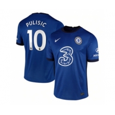 Men's Chelsea #10 Christian Pulisic Blue 2020-21 Soccer Club Home Official Jersey