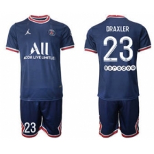 Men's Paris Saint-Germain #23 Draxler 2021-22 Blue Soccer Jersey