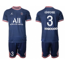 Men's Paris Saint-Germain #3 Kimpembe 2021-22 Blue Soccer Jersey