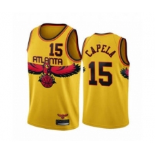 Men's Atlanta Hawks #15 Clint Capela 2021-2022 Yellow City Edition Stitched Basketball Jersey