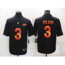 Men's Denver Denver Broncos #3 Russell Wilson Black Nike Red Orange Stripe Vapor Limited NFL Jersey
