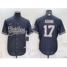 Men's Las Vegas Raiders #17 Davante Adams Black With Patch Cool Base Stitched Baseball Jersey