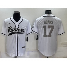 Men's Las Vegas Raiders #17 Davante Adams White Grey Stitched MLB Cool Base Nike Baseball Jersey