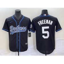 Men's Los Angeles Dodgers #5 Freddie Freeman Black Cool Base Stitched Baseball Jersey1
