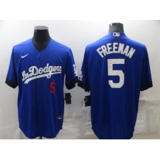 Men's Los Angeles Dodgers #5 Freddie Freeman Blue City Player Jersey
