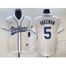 Men's Los Angeles Dodgers #5 Freddie Freeman White Cool Base Stitched Baseball Jersey1