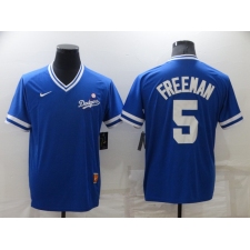 Men's Nike Los Angeles Dodgers #5 Freddie Freeman Blue Throwback Jersey