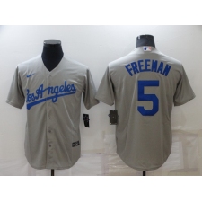 Men's Nike Los Angeles Dodgers #5 Freddie Freeman Gray Jersey