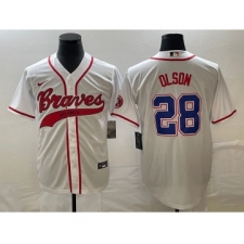 Men's Atlanta Braves #28 Matt Olson White Cool Base Stitched Baseball Jersey