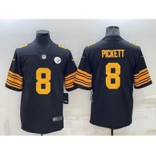 Men's Pittsburgh Steelers #8 Kenny Pickett Black Color Rush Stitched Jersey
