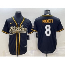 Men's Pittsburgh Steelers #8 Kenny Pickett Black Cool Base Stitched Baseball Jersey