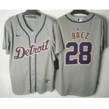 Men's Detroit Tigers #28 Javier Baez Grey Stitched Cool Base Nike Jersey