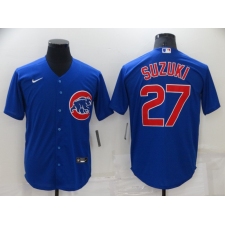 Men's Nike Chicago Cubs #27 Seiya Suzuki Blue Home Flex Base Authentic Collection Jersey