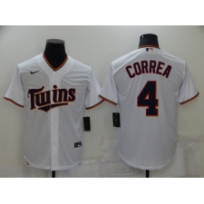 Men's Nike Minnesota Twins #4 Carlos Correa White Home Stitched Baseball Jersey