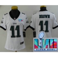 Women's Philadelphia Eagles #11 AJ Brown Limited White Super Bowl LVII Vapor Jersey