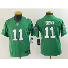 Youth Nike Philadelphia Eagles #11 A.J. Brown Green 2023 F.U.S.E. Vapor Limited Throwback Stitched Football Jersey