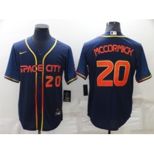 Men's Houston Astros #20 Chas McCormick Navy Blue City Connect Cool Base Stitched Jersey