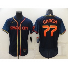 Men's Houston Astros #77 Luis Garcia 2022 Navy Blue City Connect Flex Base Stitched Baseball Jersey