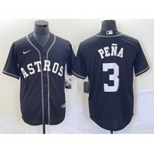 Men's Houston Astros #3 Jeremy Pena Black Cool Base Stitched Baseball Jersey