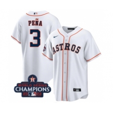 Men's Houston Astros #3 Jeremy Pena White 2022 World Series Champions Cool Base Stitched Baseball Jersey