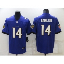 Men's Baltimore Ravens #14 Kyle Hamilton Purple Vapor Untouchable Limited Stitched Jersey