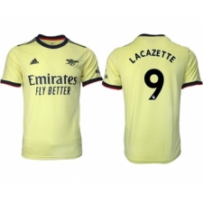 Arsenal F.C #9 Lacazette Yellow Away Soccer Jersey