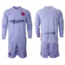 Men 2021-2022 Club Barcelona Second away purple Long Sleeve blank Soccer Jersey