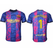 Men 2021-2022 Club Barcelona blue training suit aaa version 1 Soccer Jersey