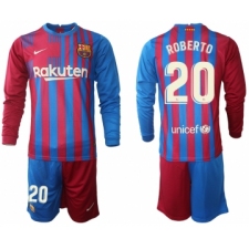 Men 2021-2022 Club Barcelona home red blue Long Sleeve 20 Nike Soccer Jersey
