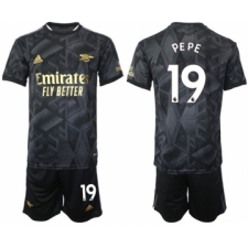 Men's Arsenal F.C #19 Nicolas Pépé 2023 Black Away Soccer Jersey Suit