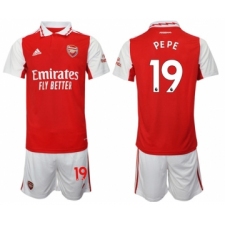 Men's Arsenal F.C #19 Nicolas Pépé 2023 Red Home Soccer Jersey Suit