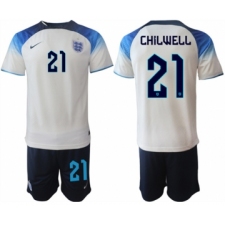 Mens England #21 Chilwell White Home Soccer Jersey Suit
