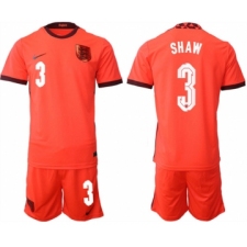 Men's England #3 Shaw Orange Away Soccer Jersey Suit