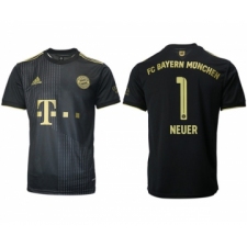 Men's FC Bayern München #1 Neuer Black Away Soccer Jersey